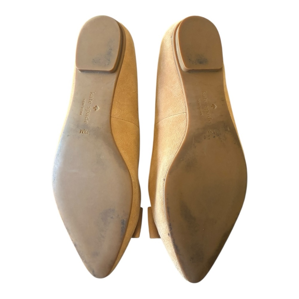 Kate Spade Norah Tan Suede Pointed Toe Bow Flats 7.5 - Picture 8 of 9